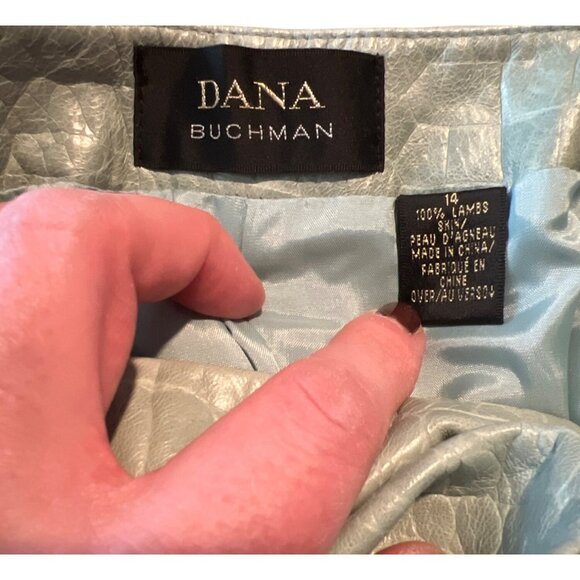 Vintage Dana Buchman Sage Green 100% Lambs Skin High Waist Leather Trouser Pants - Picture 4 of 9